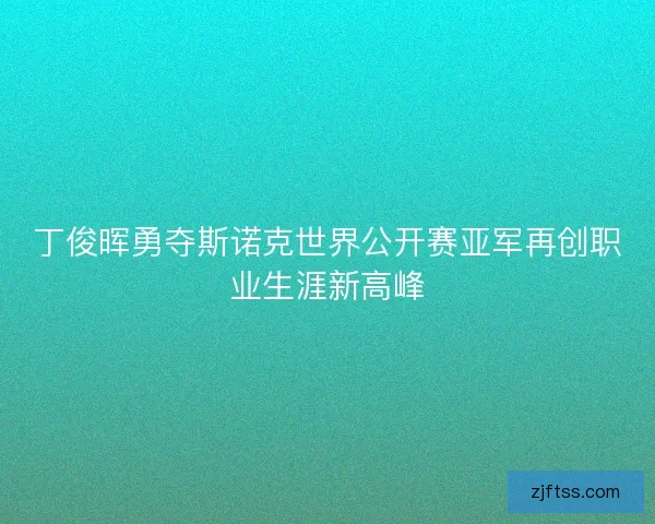 丁俊晖勇夺斯诺克世界公开赛亚军再创职业生涯新高峰